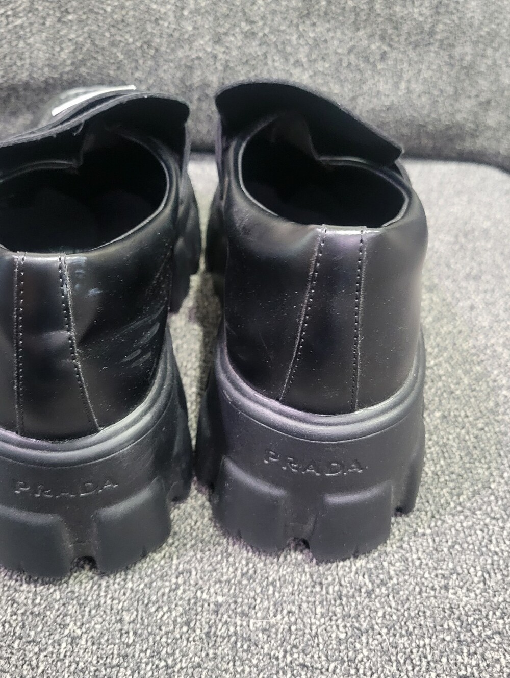 Prada Monolith Black Brushed Leather Platform Loafers Women’s Size 39 - Picture 6 of 11